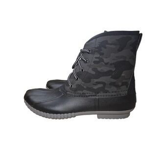 Marleylilly Duck Boots Womens Size 10 Waterproof Gray Camo Lace Up Outdoor Shoes